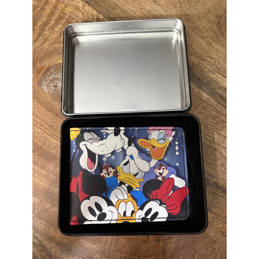 Buckle-Down Wallet Mens Multicolor Disney 100 Bifold Mickey Donald Goofy Tin